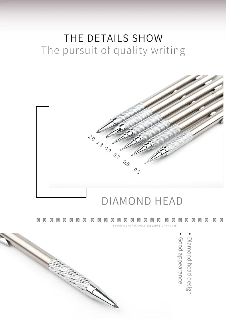 Full Metal Mechanical Pencil Set with Assorted Lead Sizes