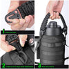 Instructions showing how to attach a durable paracord handle with a metal hook to tactical bags and backpacks.
