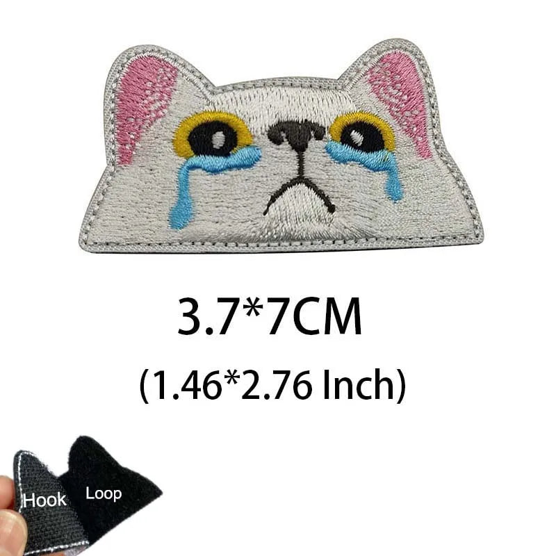 Funny Cat Face PVC Morale Patch with Hook-and-Loop Backing