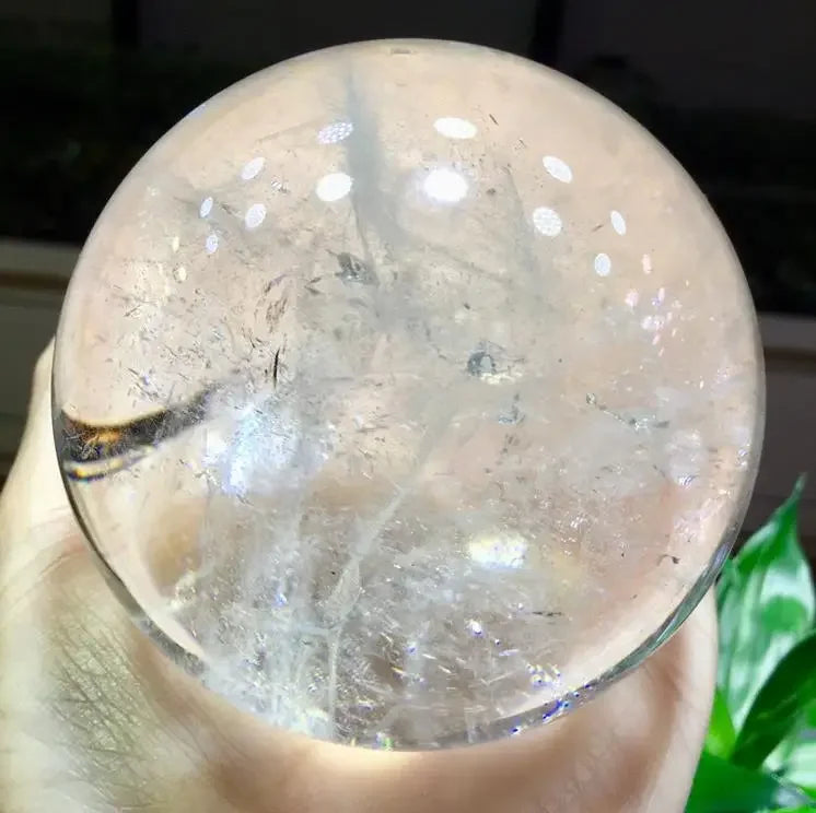 Natural Clear White Crystal Quartz Sphere