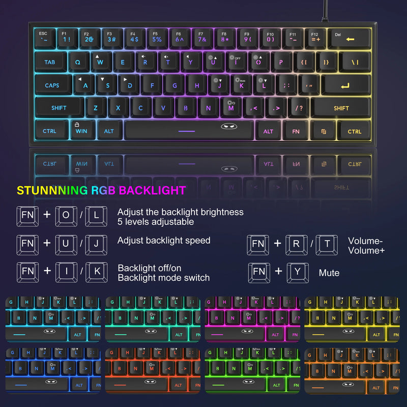 Compact 60% RGB Mechanical-Feel Keyboard
