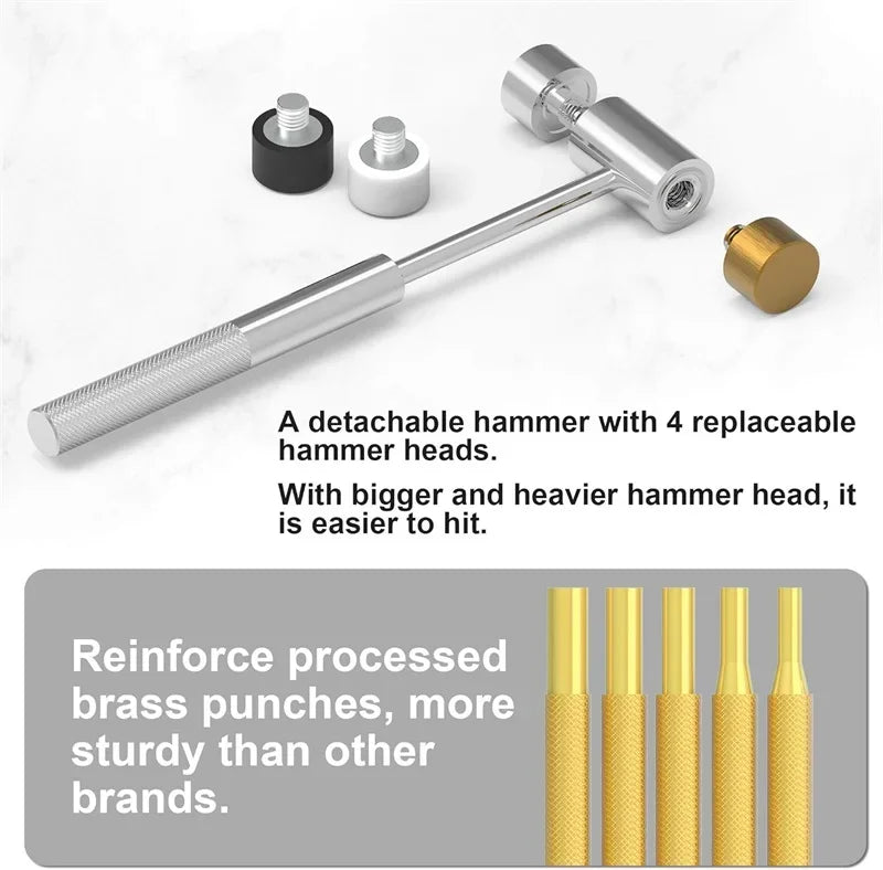 21-Piece Gunsmith Punch and Hammer Set with Bench Block