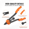 Orange and black pliers tool kit for riveting with carbon steel handle and alloy material rivet rod