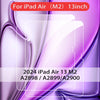 A clear screen protector for a 2024 iPad Air M2 model displayed against a purple background.