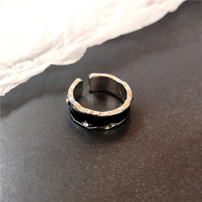 Punk Crystal Heart Butterfly Geometric Ring
