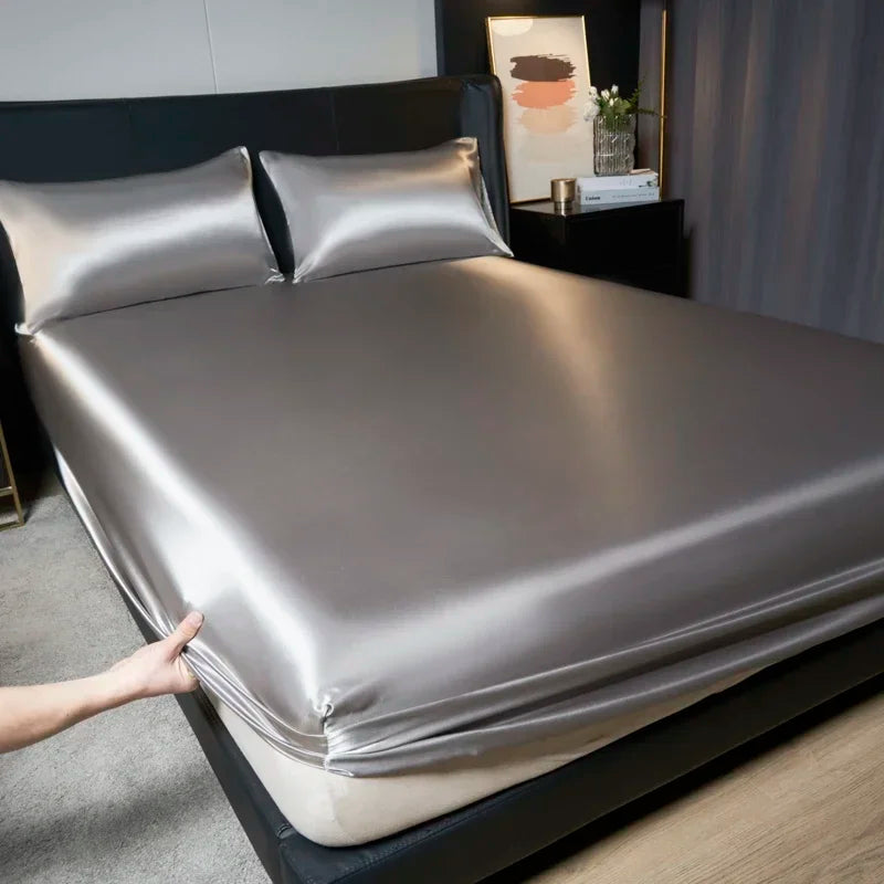 Luxury Satin Fitted Sheet Set with Pillowcases