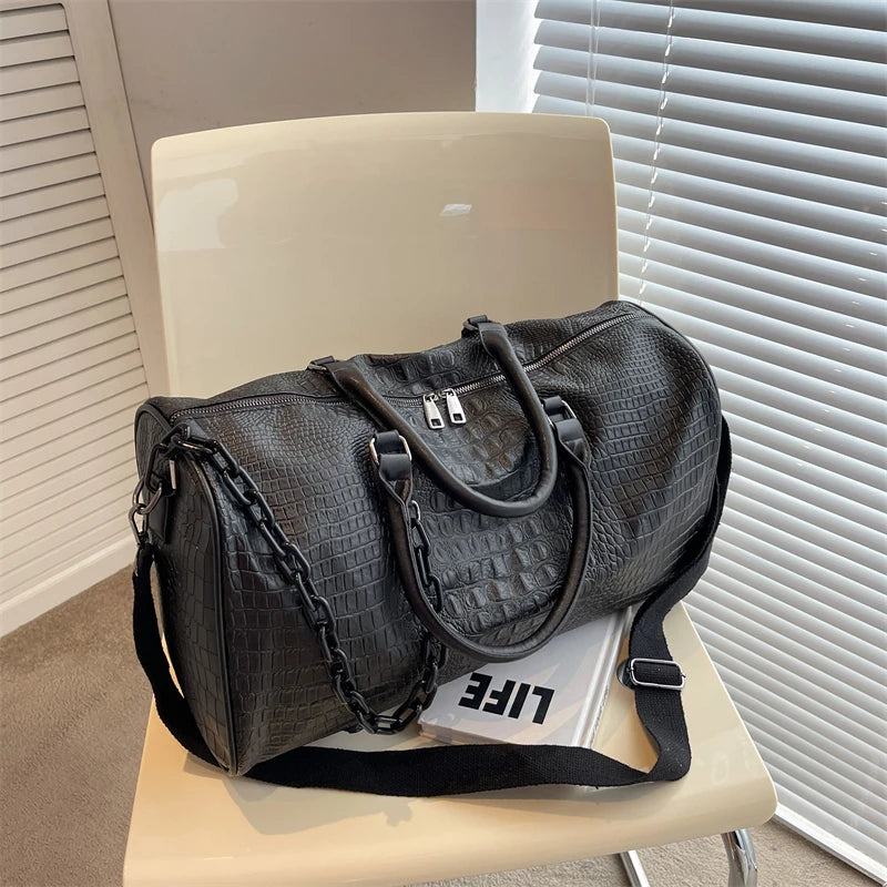 Crocodile Grain Large Capacity Travel Duffle Bag