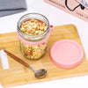 Glass Overnight Oats Container with Lid and Spoon