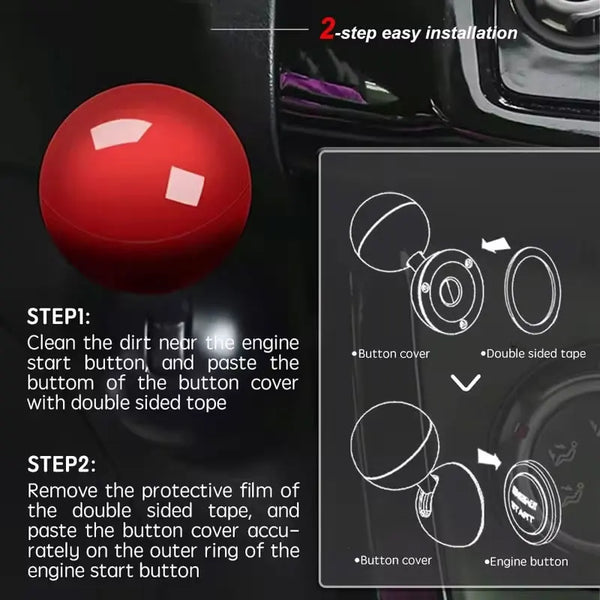 Universal Car Push-to-Start Button Cover in Red or Blue