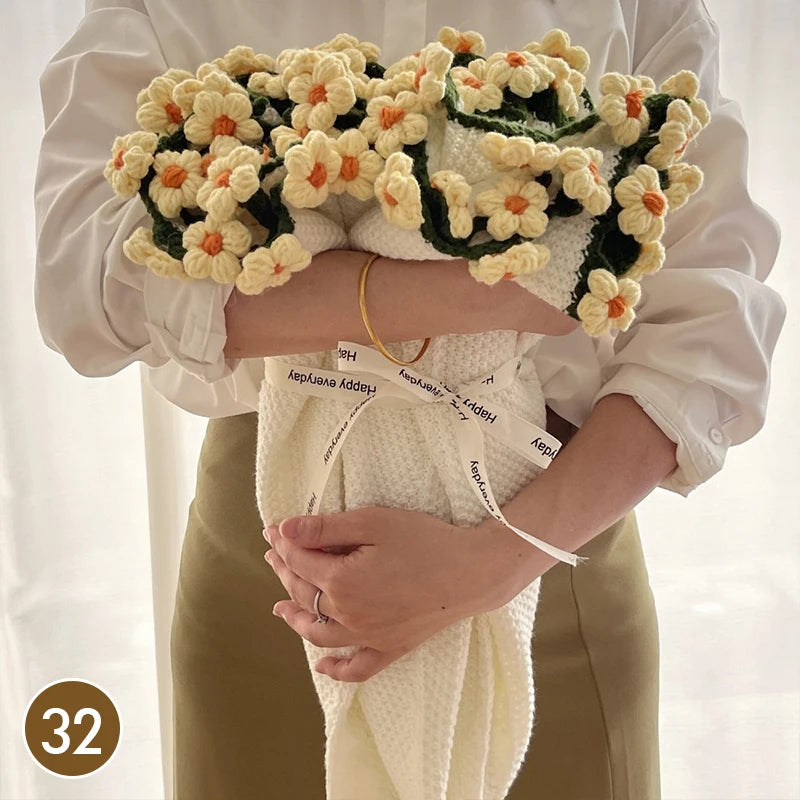 Hand Knitted Rose Bouquet Throw Blanket