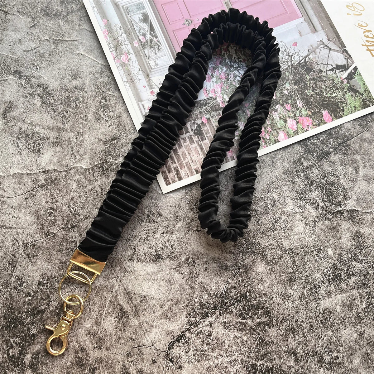Elegant Gold Keychain Lanyard with Adjustable Neck Strap