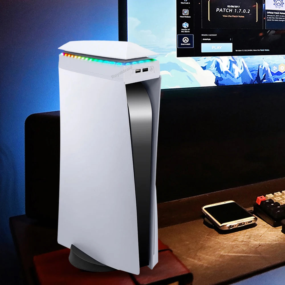 PS5 Cooling Stand with RGB Lighting and Dust Cover