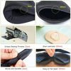 Comparison of a black silk-touch sleep mask showing unique sewing process, glue laminate, and durability features.