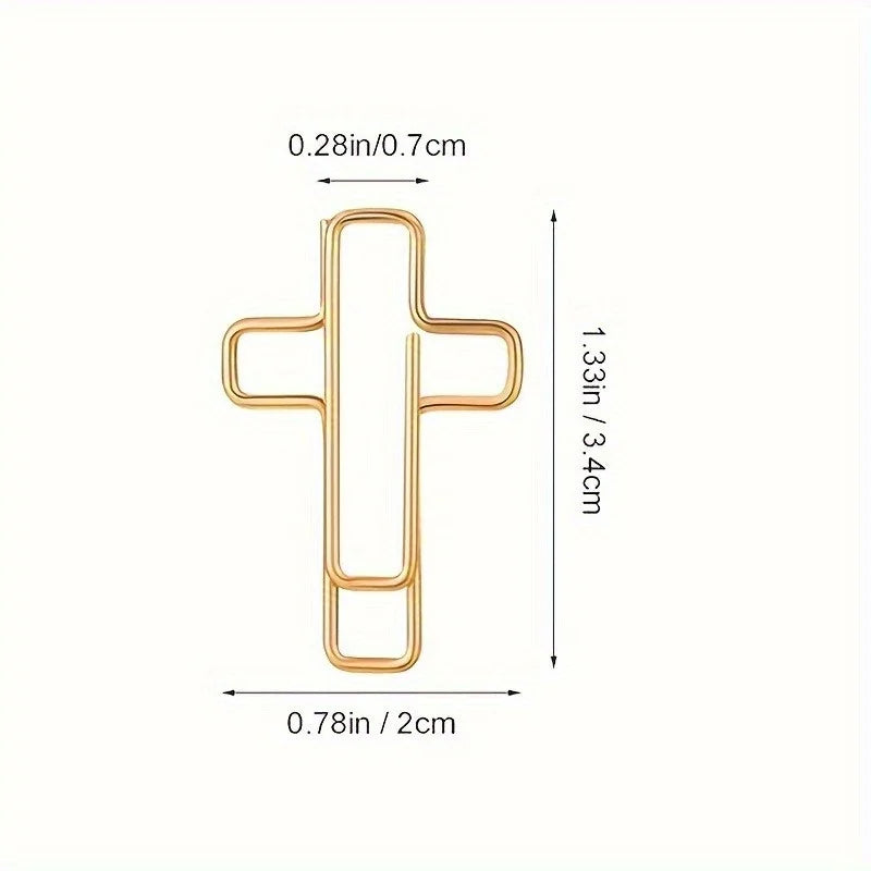 Elegant Gold & Rose Gold Cross Paper Clips – 20 Pack