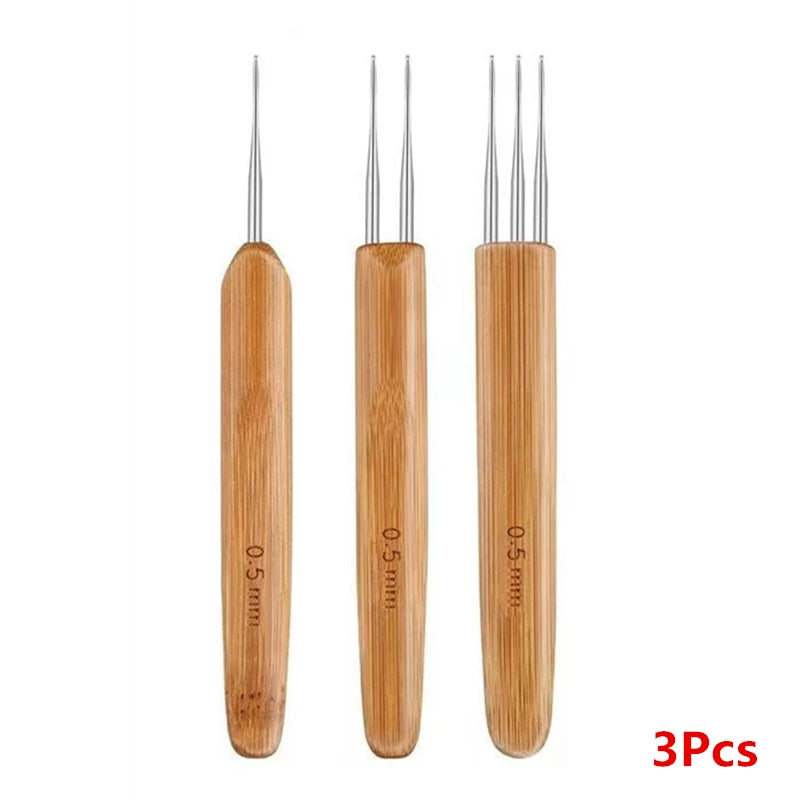 Wooden Handle Dreadlock Crochet Hook for Hair Styling