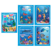 A set of six reusable magic water drawing books featuring colorful cartoon sea creatures and underwater scenes.