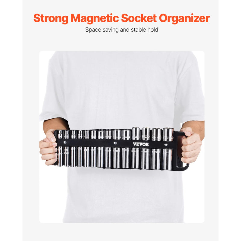 Magnetic Socket Organizer Tray Set - Holds Up to 76 Sockets