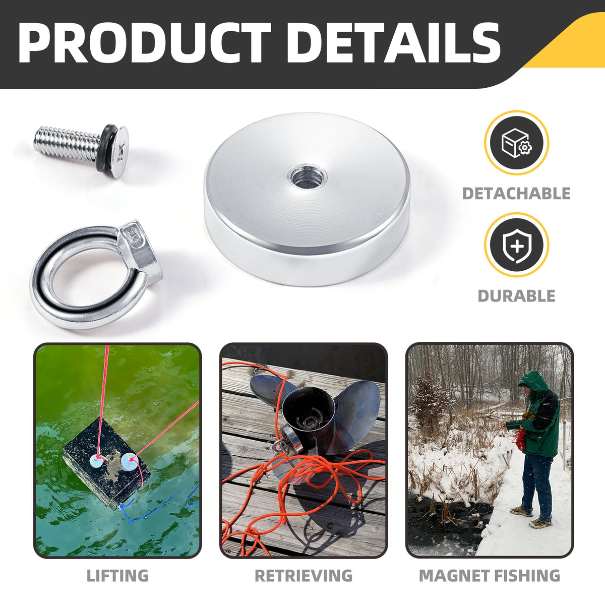 Heavy-Duty Neodymium Fishing Magnet for Recovery & Treasure Hunting