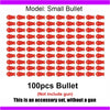 A set of 100 small red bullets for a pistol accessory kit