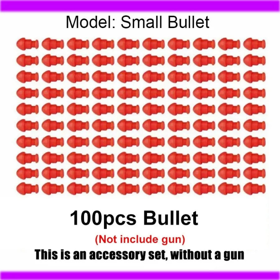A set of 100 small red bullets for a pistol accessory kit