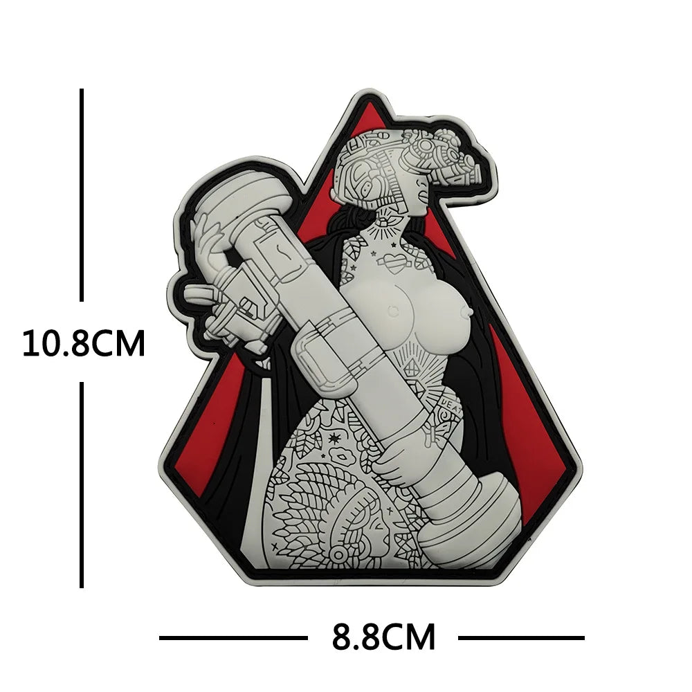 Glow-in-the-Dark Skull Biker Patch with Hook & Loop Backing