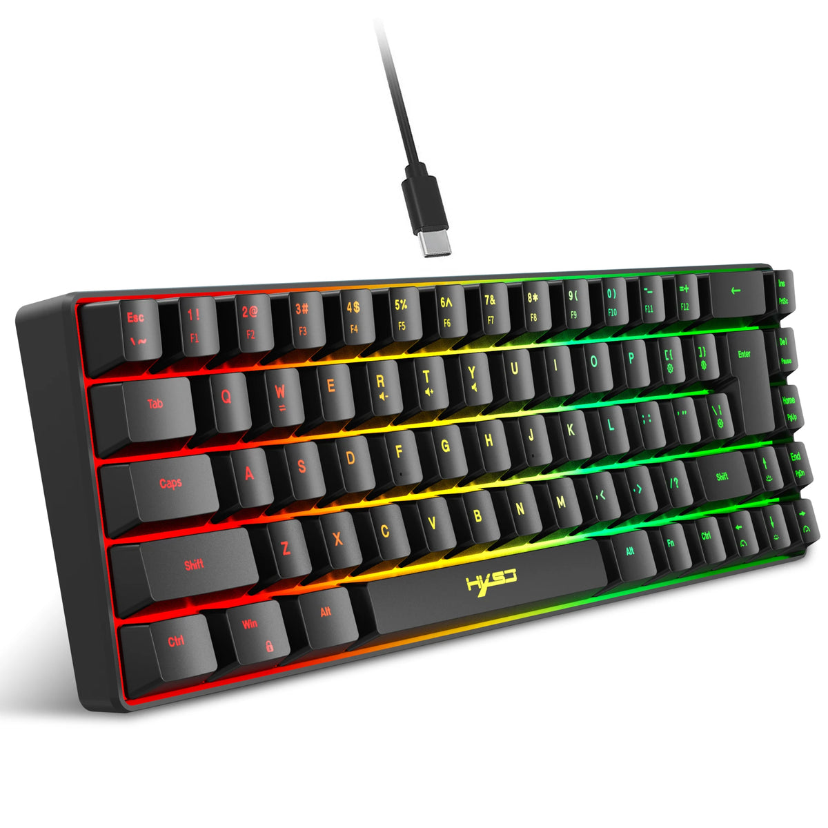 Compact 68-Key RGB Gaming Keyboard with USB Wired Connection