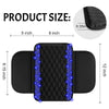 Black diamond quilted car armrest cover with storage featuring blue LED lights