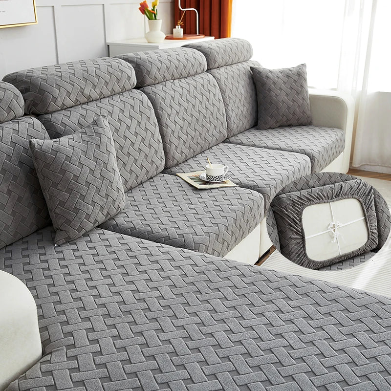 Jacquard Plush Sofa Cover