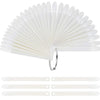 A fan-shaped set of clear acrylic false nail tips for practice and display.