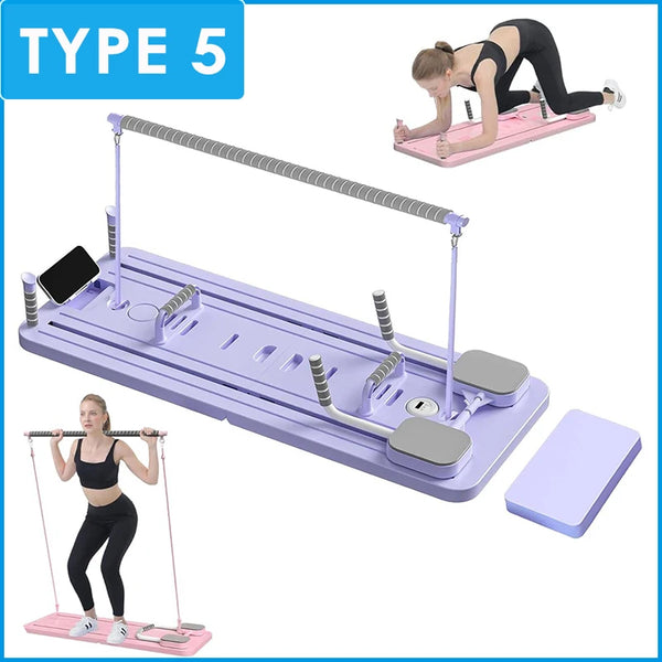 Foldable Pilates Board with Resistance Bands