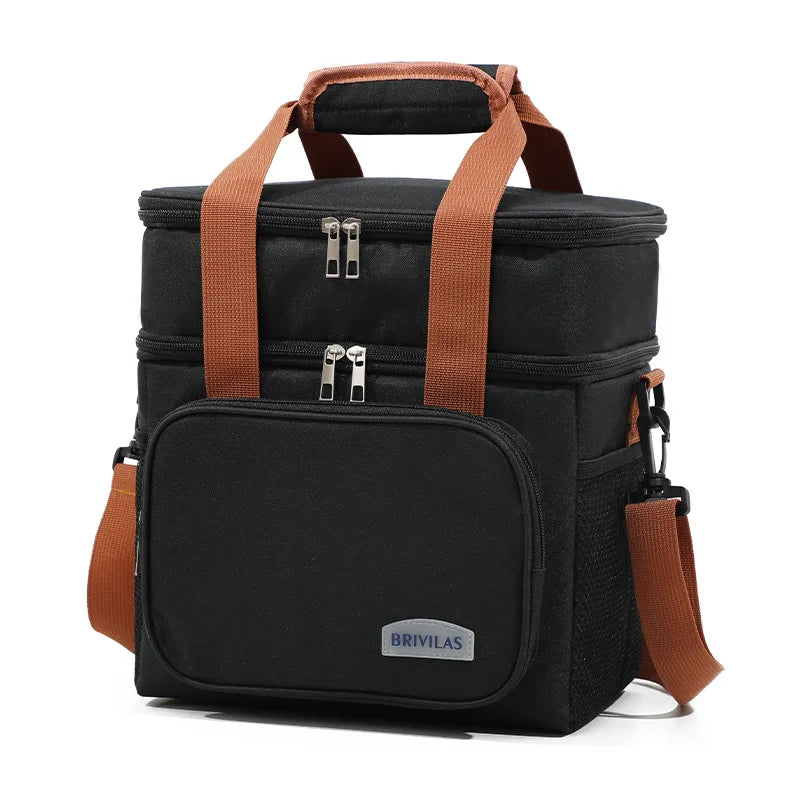 Insulated Double-Decker Lunch Bag with Leakproof Lining