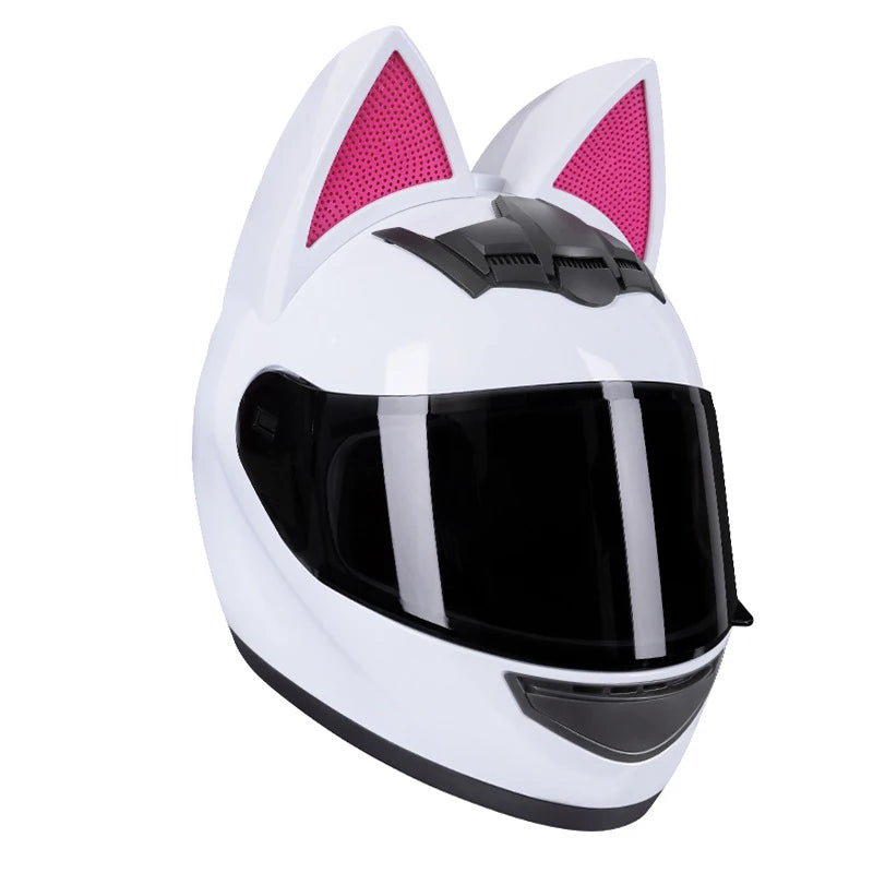 Cat Ear Full Face Motorcycle Helmet with Removable Ears