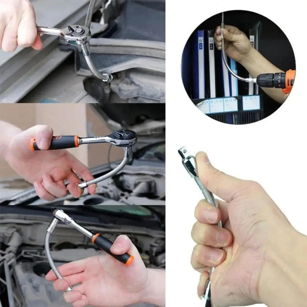 Flexible Socket Extension Bar Set with High Torque Ratchet Adapter