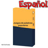 Box of popular word games in Spanish edition featuring taco, cat, goat, cheese, and pizza cards
