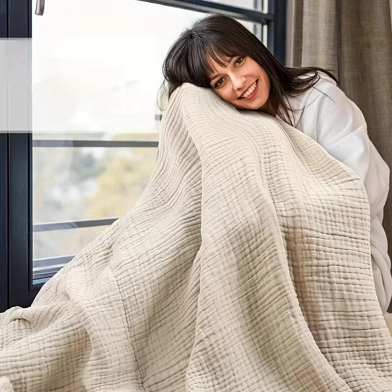 6-Layer Cotton Muslin Blanket – Lightweight & Breathable for All-Season Comfort