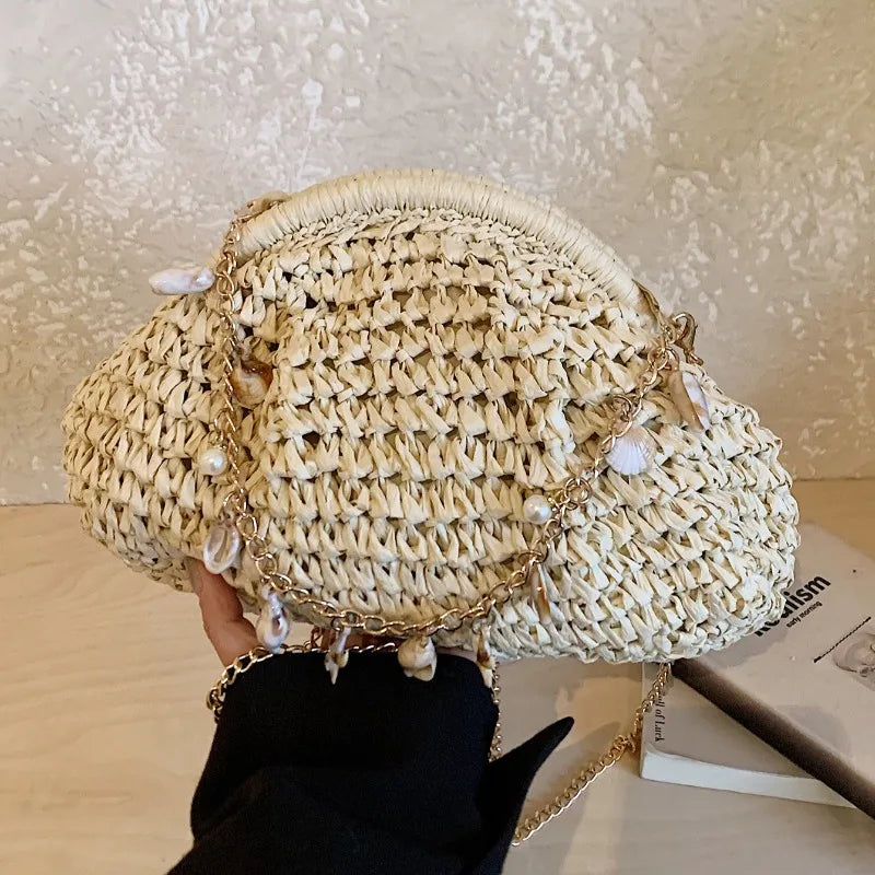 Bolso Cruzado Bohemio de Paja Artesanal