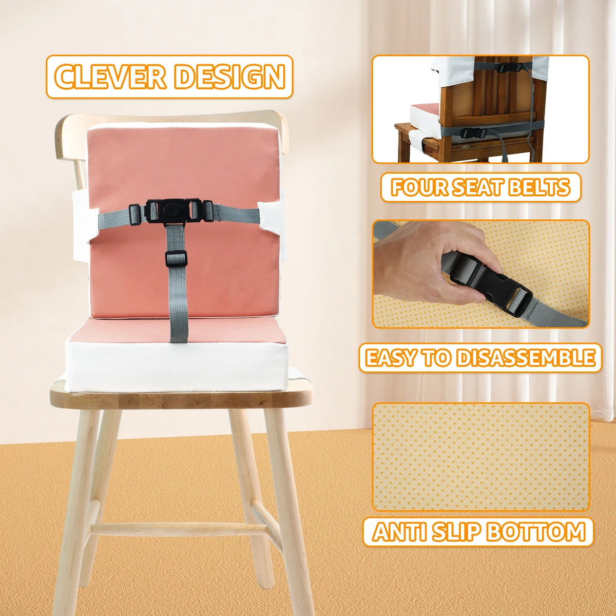 Toddler Booster Seat with Memory Foam Cushion and Safety Belts