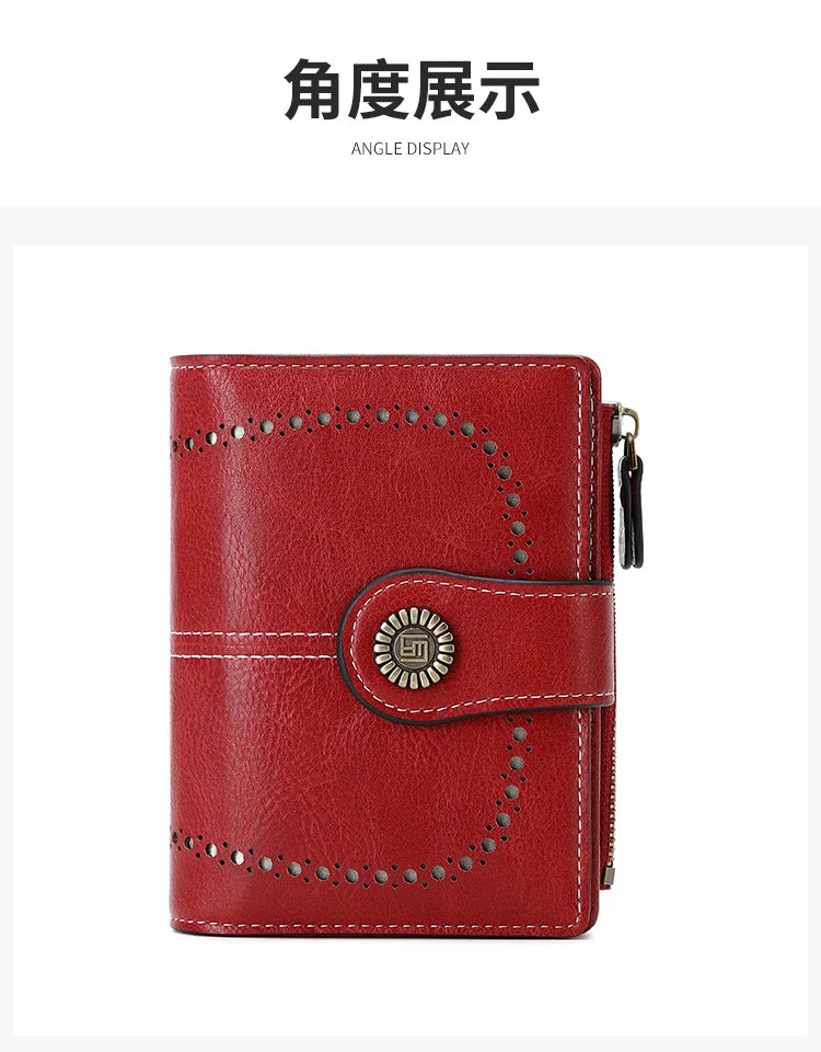 Vintage RFID-Blocking Tri-Fold Wallet with Ample Storage