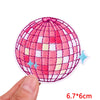 Pink and white checkered spherical iron-on embroidery patch