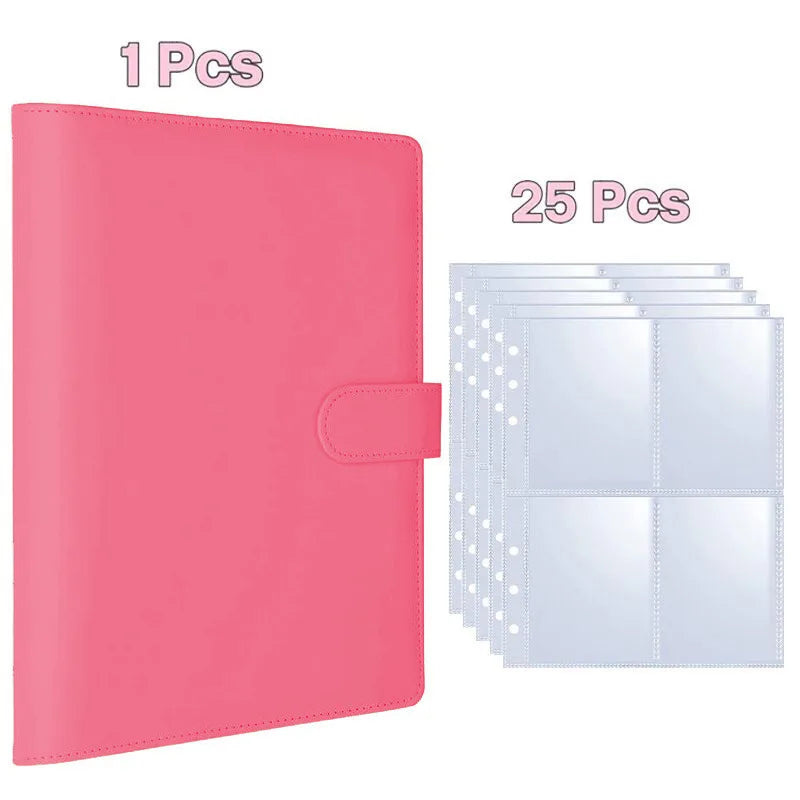A5 PU Leather Photo & Card Organizer Binder with 4-Pocket Sleeves
