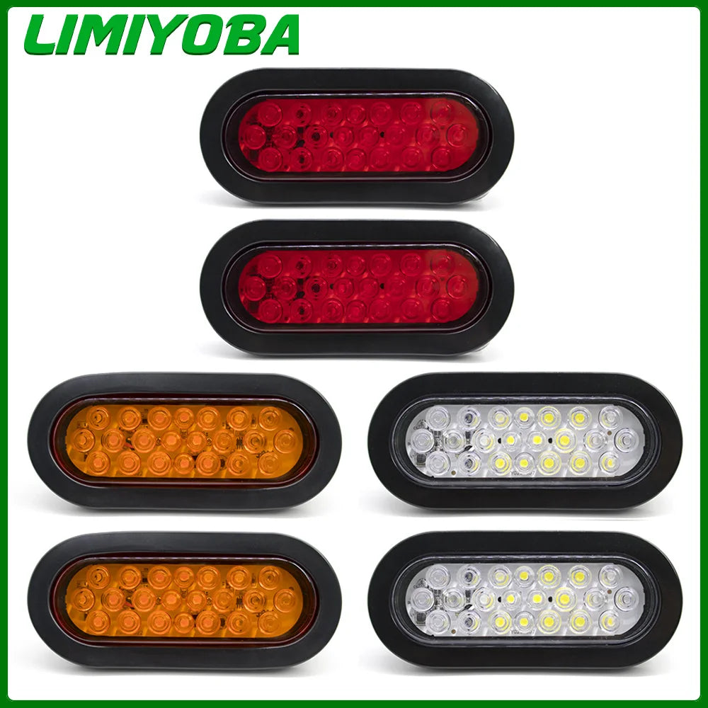 2-Pack 12V/24V LED Oval Tail Light for Trucks and Trailers