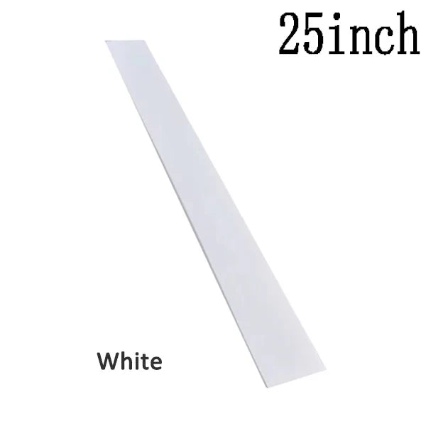 A white silicone stove counter gap cover measuring 25 inches.