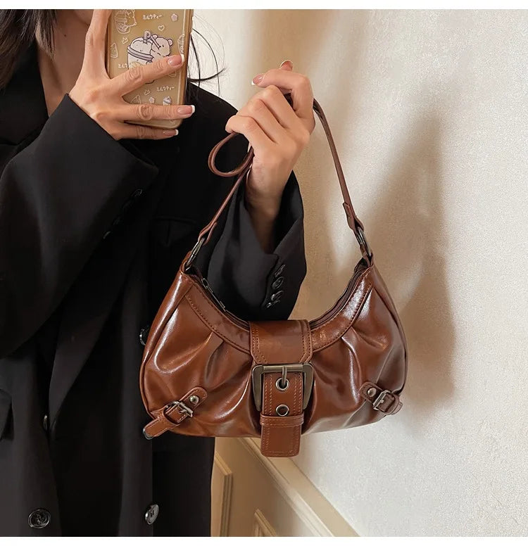 Y2K Retro Pleated Hobo Shoulder Bag