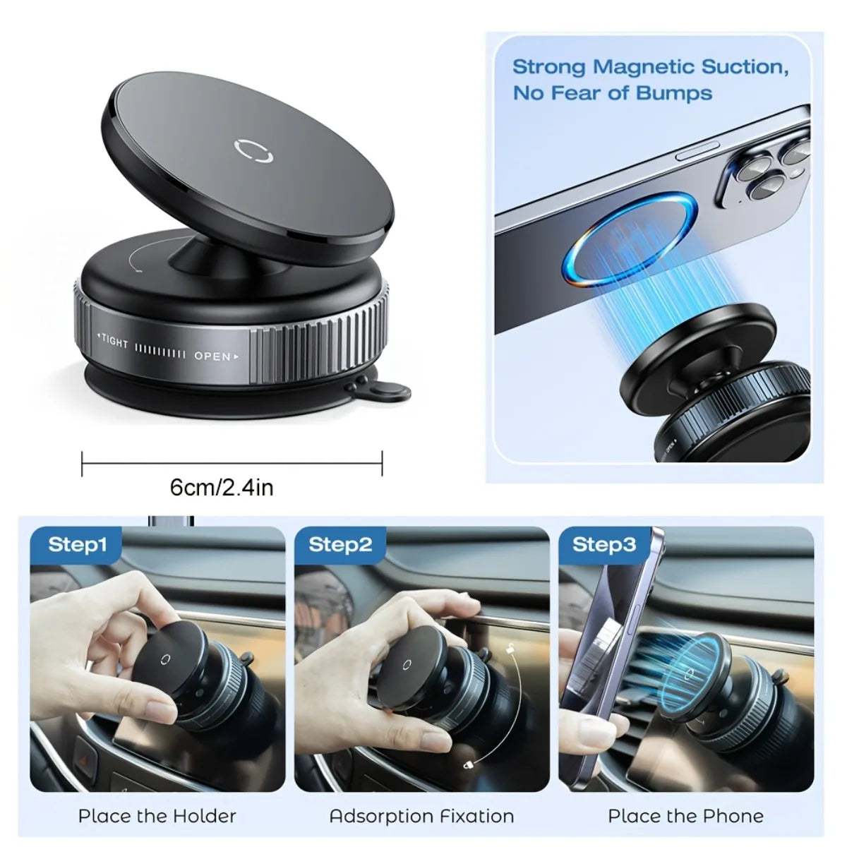 360° Adjustable Vacuum Magnetic Car Phone Mount