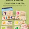 Un juego de puzzles de madera a juego con números y patrones para un juego infantil.