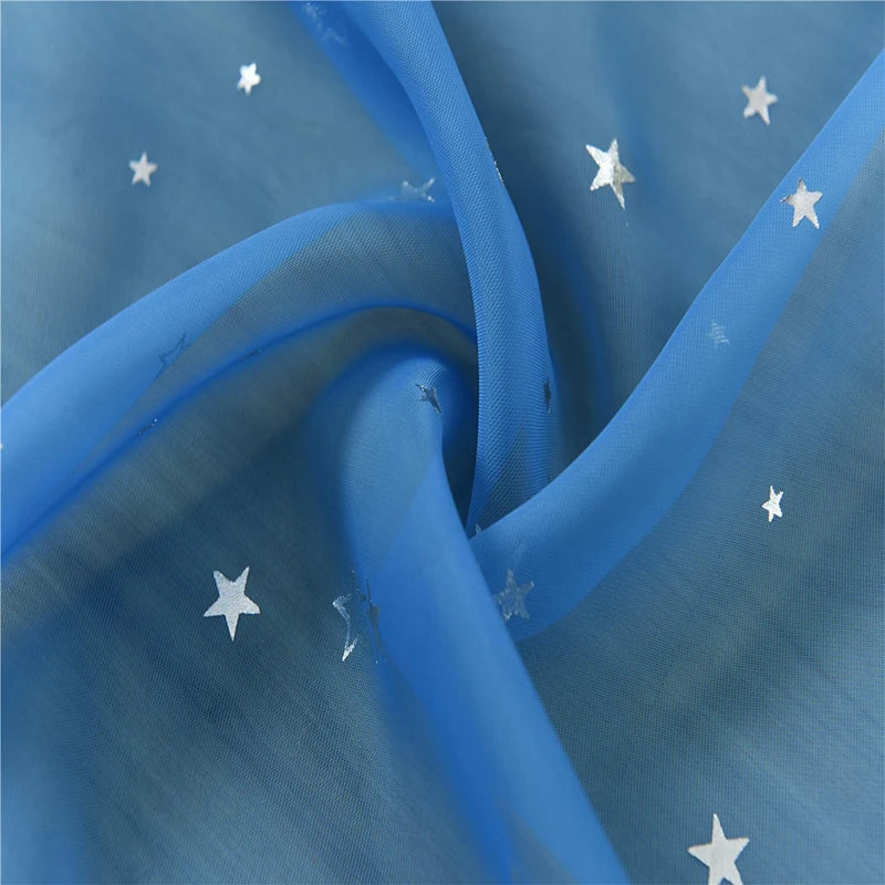 Silver Star Sheer Curtain with Hot Stamping Detail