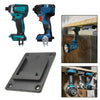 A set of wall-mount battery holders for 18V power tools, including a pistol grip and a flat mounting plate.