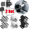 A set of sliding door window locks with two keys shown in various configurations and close-up views.