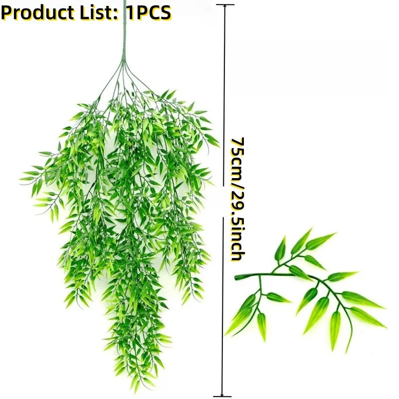 A list of one piece of artificial green hanging vine greenery for indoor and outdoor decor.
