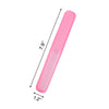A long, pink travel toothbrush case with a tapered design and ventilation holes.